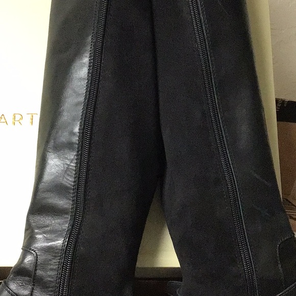 Elegant Black Leather Suede Knee-High Women's Boots - Picture 7 of 10